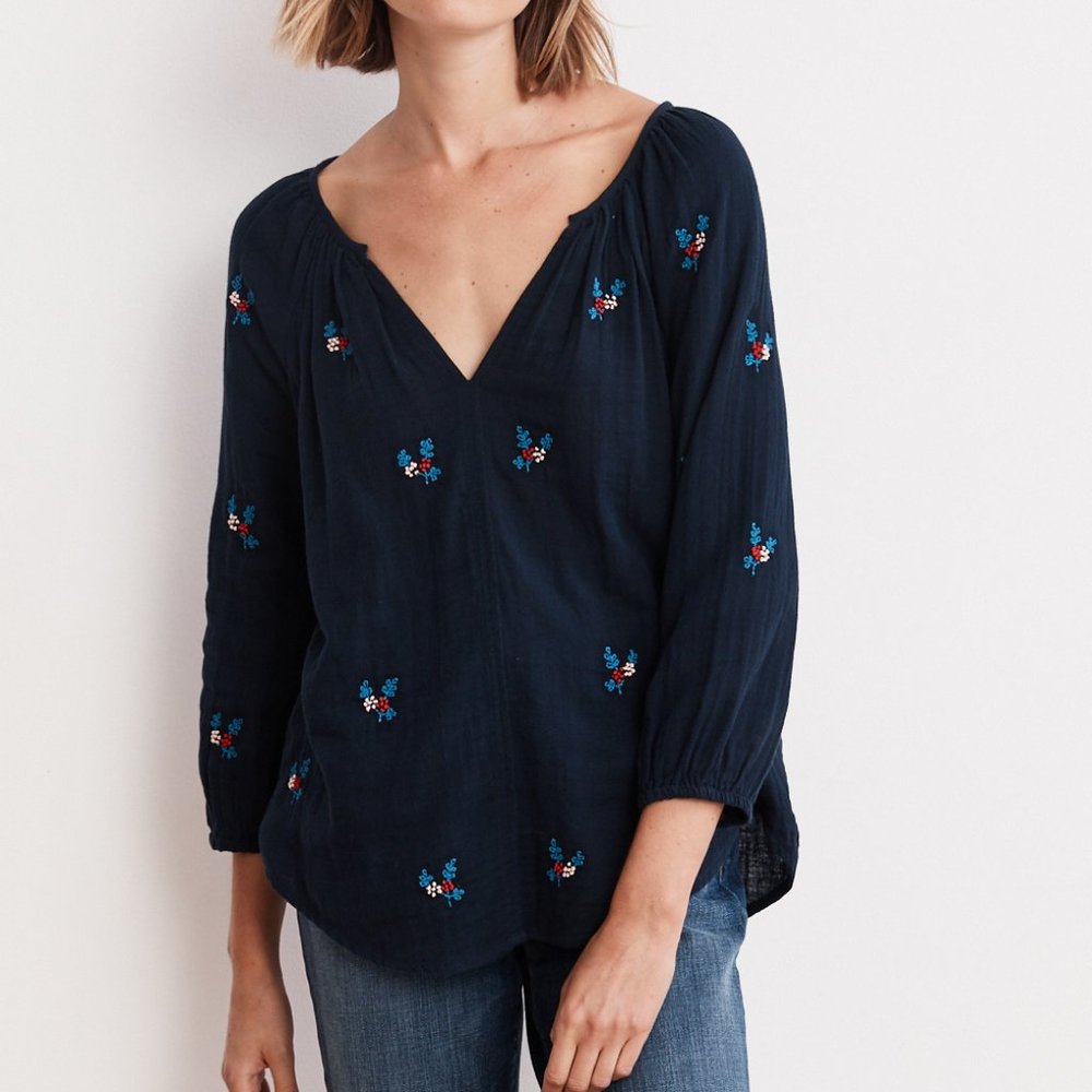 Velvet Selma Embroidered Cotton Voile Top NWT